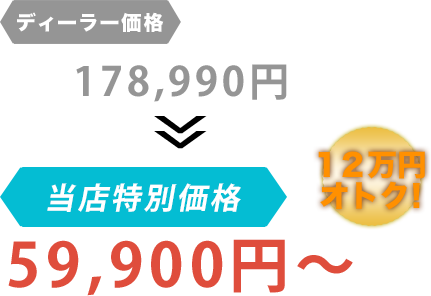 ディーラー価格178,990円がブルーポイントだと59,900円～。12万円もお得！